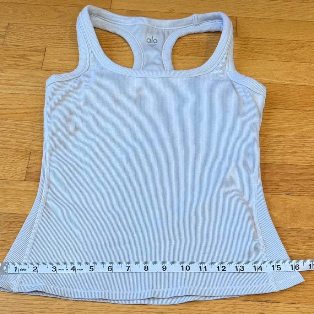 ALO Yoga Pale Grey Ribbed Racerback Tank